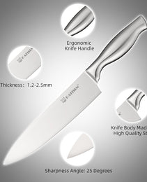 Kitchen Knife Set, 15 Pieces Knife Set With Block, Knives Set For Kitchen, Silver Hollow Ergonomic Handle For Chef Knife Set, Kitchen Shears,Black Knife Block Set