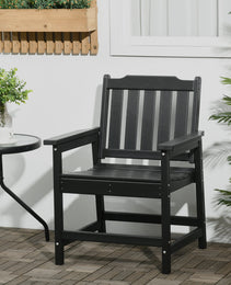 2 Piece All-Weather Patio Chairs, HDPE Patio Dining Chair Set, Heavy Duty Wood-Like Outdoor Furniture, Black