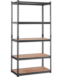 VEVOR Storage Shelving Unit, 5-Tier Adjustable, 2000 Lbs Capacity, Heavy Duty Garage Shelves Metal Organizer Utility Rack, Black,  For Kitchen Pantry Basement Bathroom Laundry