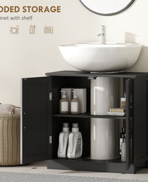 Bathroom Sink Cabinet, Pedestal Sink Cabinet With Adjustable Shelf, Black