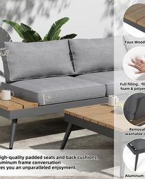 Outdoor V-Shaped 4-Piece Alum Patio Sofa Set