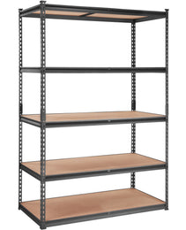 VEVOR Storage Shelving Unit, 5-Tier Adjustable, 2000 Lbs Capacity, Heavy Duty Garage Shelves Metal Organizer Utility Rack, Black, For Kitchen Pantry Basement Bathroom Laundry
