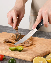 8-Piece 4.5-Inch Steak Knife Set, Carbon Steel Double Bevel, With Eco-Friendly POM Handles And Gift Box