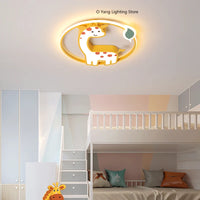 Designer  Led Ceiling Light Girl Bedroom Chandelier Kids Baby Boy Room Decor Cute Giraffe Ceiling Lamp Plafon RC Dimmable