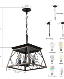 Farmhouse Chandelier 4 Lights Vintage Antique Chandelier Lamps
