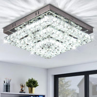 11.8" Crystal Ceiling Light, Flush Mount LED, Warm White