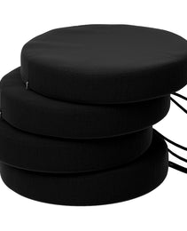 Patio Chair Cushions Set Of 4 Round Seat Cushions For Dining Bistro Chairs Machine Washable, 15 X 15 X 3, Black