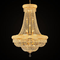 Gold Crystal Chandeliers for Dining Room，12-Lights D22 Inch