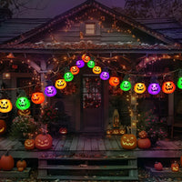 Upgraded Solar Halloween Lights Outdoor Pumpkin String Lights Waterproof Halloween Lights for Garden Patio Landscape Multicolor