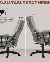 400LBS Big and Tall Office Chair, Massage Office Chair with Footrest, Lumbar Support and Reclining Function, Gray