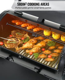53 Inch Portable Charcoal Grill, Propane Gas Grills With Cover And Cart, Heavy Duty Iron BBQ Grill, Mini Tabletop Smoker For Outdoor Cooking, Barbecue Camping, Picnic, Patio, And Backyard, Black