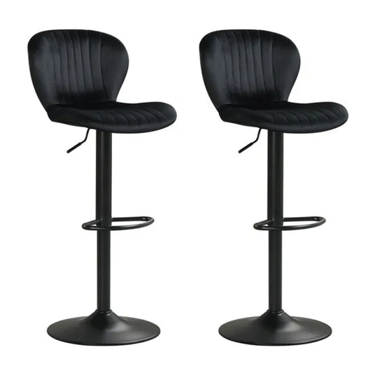 2-Pack Adjustable Height Bar Stools With 360° Swivel, Dutch Velvet Upholstered Bar Chai - Black