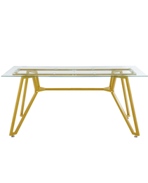70.9-inch Rectangular Glass Dining Table, Suitable For 1-8 People, Modern Style Home Kitchen Dining Table, Equipped With Sturdy Metal Table Legs,suitable For Dining Room,living Rooms, Offices, Gold