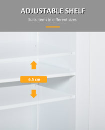 Freestanding Bathroom Floor Cabinet, Wooden Bathroom Cabinet with 2 Doors, 2 Drawers and Adjustable Shelf, White
