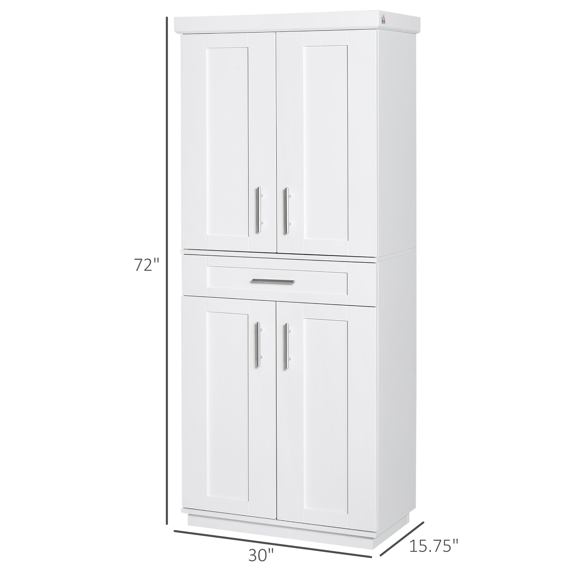 White Pantry Cabinet with Adjustable Shelving for Kitchen, Perfect for Family, White