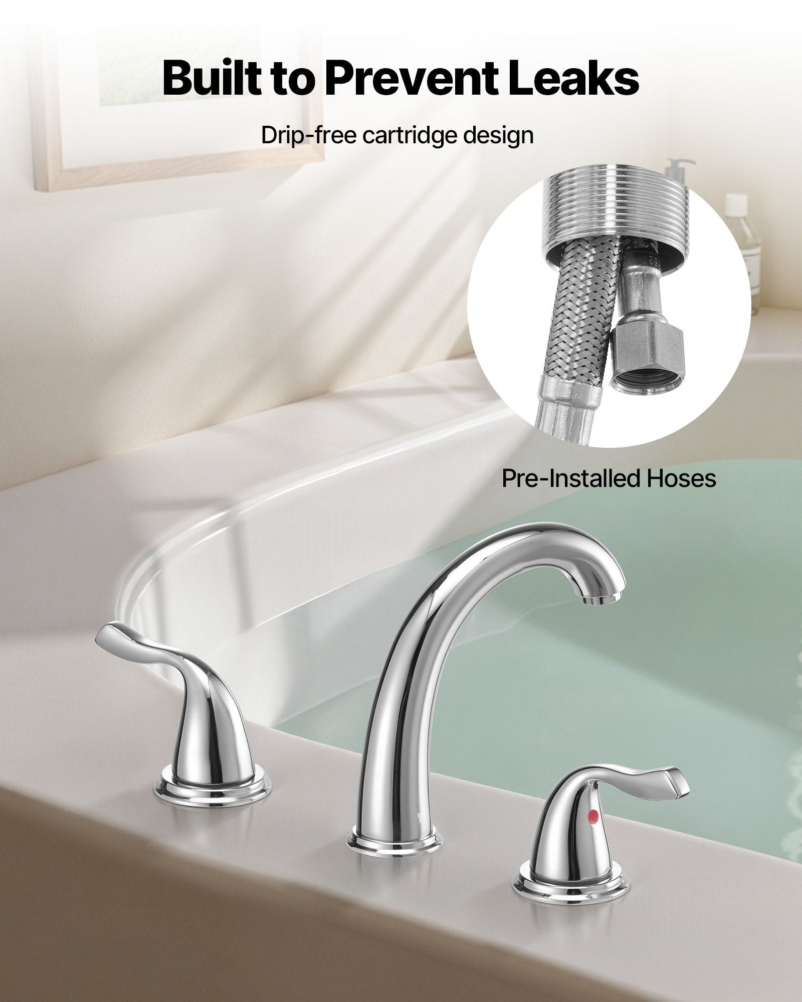 Roman Tub Faucet, 3 Hole Waterfall Bathtub Faucet, Gooseneck Bath Tubs Faucets Set With 2 Handles, Deck Mount Bath Tub Faucets Set For Pet Washing, Adult Bathing, Silver, High Arc Spout