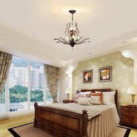 8-Light Black Crystal Chandelier, Vintage Pendant Light Fixture