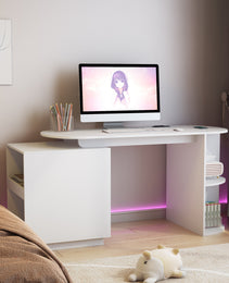 Modern Home Office Table,Expandable Desk With Storage Drawers & Open Shelf,Computer Desk With Hutch & Bookshelf,Wood Executive Desk Teens Student Desk Writing Laptop Home Office Desk