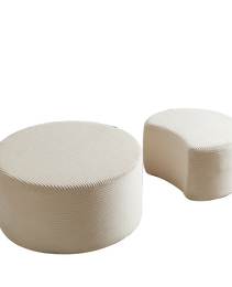 Nesting Coffee Table Set Of 2,Upholstered Round Coffee Tables Set Of 2 For Living Room, Modern Foam Round Coffee Table Side Table End Table Ottoman, No Assembly