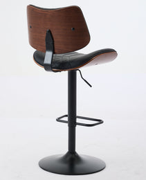 Walnut Bentwood Bar Stools Mid Century Modern Adjustable Counter Height Black Leather Upholstered 360 Swivel Bar Chairs For Kitchen Island Dining Room Cafe 1 Chair 1carton,Black