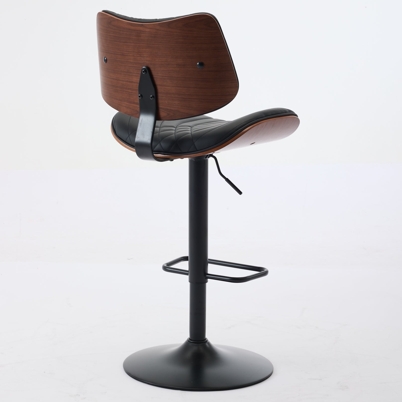 Walnut Bentwood Bar Stools Mid Century Modern Adjustable Counter Height Black Leather Upholstered 360 Swivel Bar Chairs For Kitchen Island Dining Room Cafe 1 Chair 1carton,Black