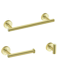 3-Pieces Bathroom Hardware Accessories Set - Towel Bar, Toilet Paper Holder, Robe Towel Hooks