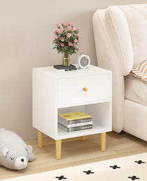 23.22''H Wooden Nightstand With One Drawer One Shelf For Kids, Adults, White