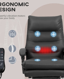 Massage Office Chair with Heat Function, Computer Desk Chair with Footrest Swivel Wheels, Black