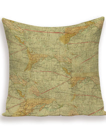 New Retro Toss Pillow Case European World Map Cushion Cover Seat Sofa Covers Morocco Linen House Home Decor Throw Pillows Cases
