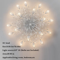 Modern Crystal Ceiling Light Fixture,Semi Flush Mount Chandeliers,Crystal Leaf Ceiling Light, Chandeliers for Dining Room,Living Room,Bedroom (Silvery, 18-Lights)