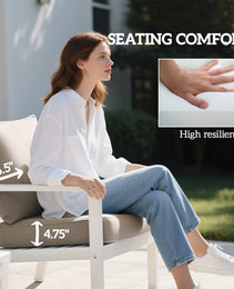 4 Patio Chair Cushions With Seat & Backrest, Fade Resistant Seat Replacement Cushion Set, Beige