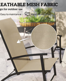 Set of 2 Outdoor Dining Chairs with High Back, Armrests, Folding Patio Chairs for Patio, Lawn, Camping, Beige