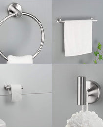 6 Piece Stainless Steel Bathroom Towel Rack Set Wall Mount Brushed Nickel