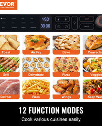 12-in-1 Digital Convection Oven – 1700W Air Fryer, Toaster & Bread Maker Combo