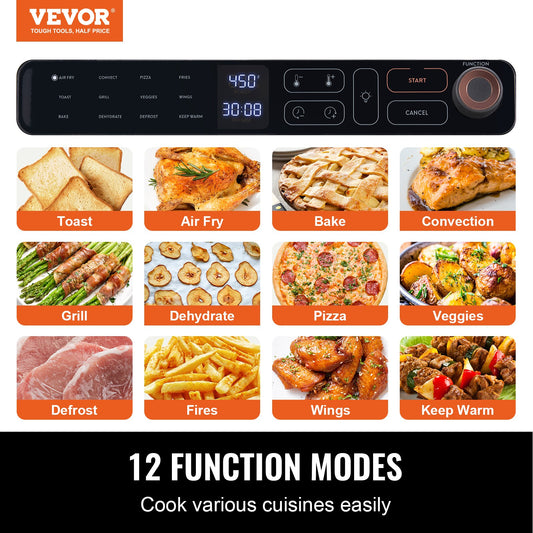 12-in-1 Digital Convection Oven – 1700W Air Fryer, Toaster & Bread Maker Combo