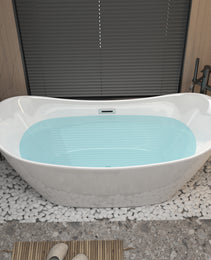 59 Acrylic Freestanding Tub, Gloss White,  With Chrome Overflow And Pop-up Drain, CUPC Certified