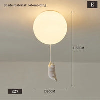 Designer Polar Bear Cartoon Pendant Chandelier for Kid Children Kindergarten Living Room Environment-friendly Resin LED Lamp