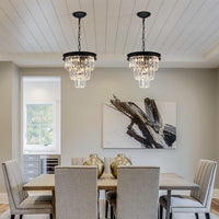 Black Crystal Chandeliers for Dining Room，4-Lights D12 Inch