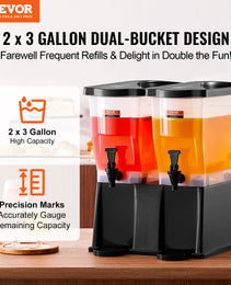 Beverage Dispenser, 3 Gallon X 2 Drink Dispensers For Parties, Plastic Juice Dispenser With Stand Spigot Lid, Iced Tea Lemonade Juice Water Dispenser, For Restaurants, Hotels, Parties