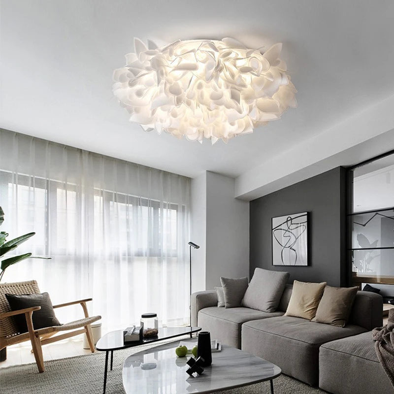 Modern Creative Pvc Petal Bedroom Ceiling Chandelier for Living Room Kitchen Island Kids Room LED Circular Dimmable Ceiling Lamp