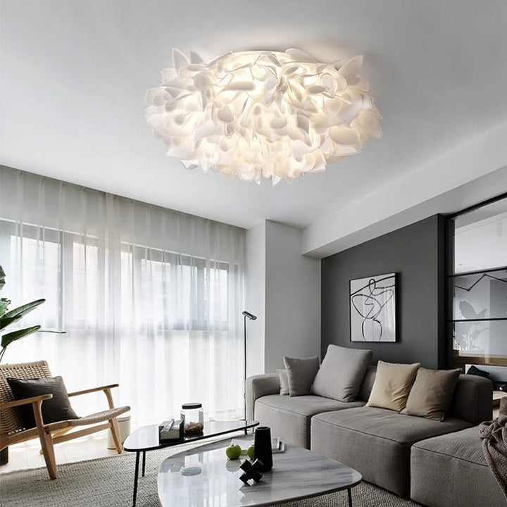 Modern Creative Pvc Petal Bedroom Ceiling Chandelier for Living Room Kitchen Island Kids Room LED Circular Dimmable Ceiling Lamp