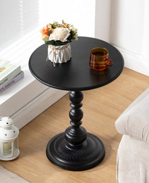 Metal Round Side Table Vintage End Table Small Accent Pedestal Table Nightstand