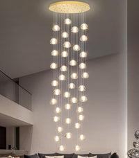 236'' Long Large Crystal Chandeliers LED Chandeliers for High Ceiling Handing Light Fixture for Entrance Hallway Foyer Staircase Lobby Gold