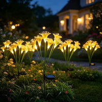 Solar Lily Flower Garden Stake Lights, Warm White IP65 Waterproof  Pathway Lights for Wedding Party Outdoor Patio Yard Decor