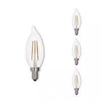 60 - Watt Equivalent Warm White Light CA10 (E12) Candelabra Screw Base Dimmable Clear 2700K LED Light Bulb (4-Pack)