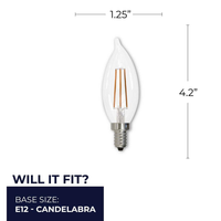 60 - Watt Equivalent Warm White Light CA10 (E12) Candelabra Screw Base Dimmable Clear 2700K LED Light Bulb (4-Pack)