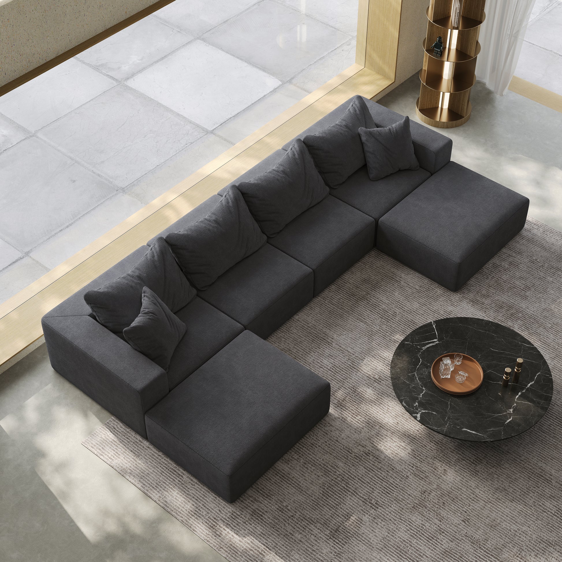 Oversized Sponge Cloud Sofa,Modern Upholstered Sectional Sofa Couch Set,Modular 162 L Shaped Sectional Living Room Sofa Set With 6 Pillows,Free Combination Sofa Couch For Living Room,Bedroom