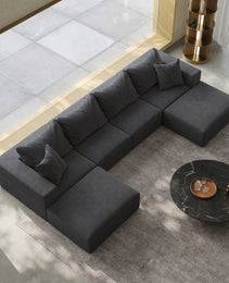 Oversized Sponge Cloud Sofa,Modern Upholstered Sectional Sofa Couch Set,Modular 162 L Shaped Sectional Living Room Sofa Set With 6 Pillows,Free Combination Sofa Couch For Living Room,Bedroom