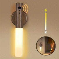 Rechargeable Wall Sconces Magnetic Night Light Motion Sensor Night Lights Wooden Wall Lighting for Bedroom Stair