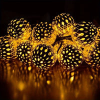 50/ 30/ 20 LED Moroccan Ball Solar String Lights Waterproof 8 Modes for Outdoor Garden Wedding Party Christmas Halloween Decor